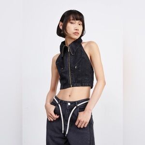 Adidas Originals | Montreal Denim Crop Vest in Black